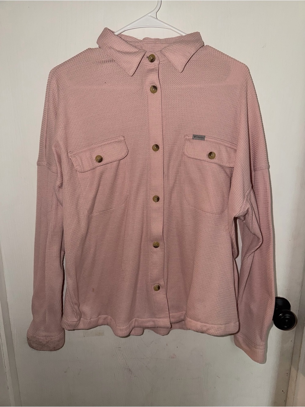 Columbia Pink Waffle Button-Down Shirt